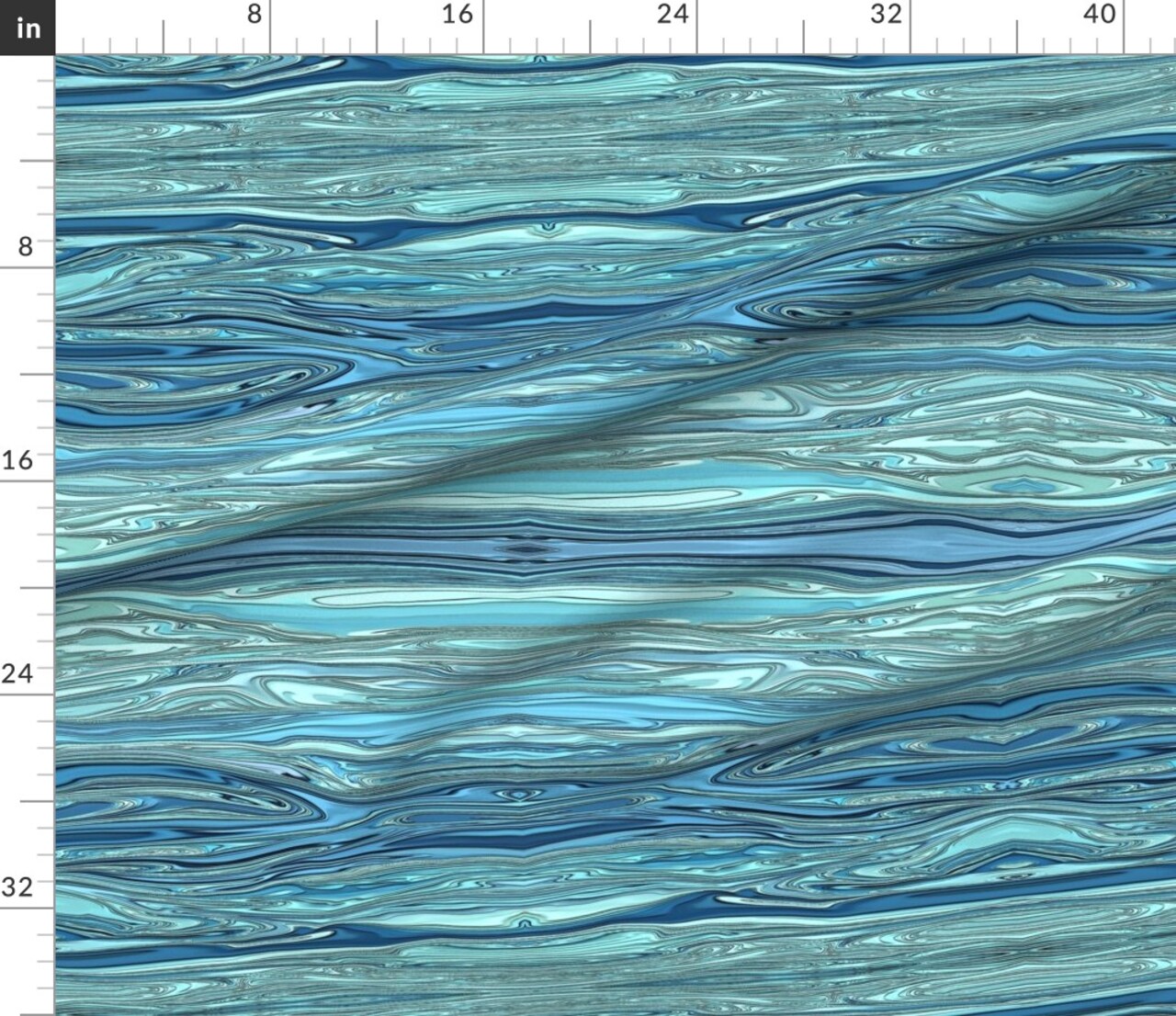 Wavy Ocean Pattern Waves Sea Caribbean Coastal Nautical Blue Aqua Fish Custom Printed Fabric by Spoonflower Various Fabrics by the Yard or Fat Quarter